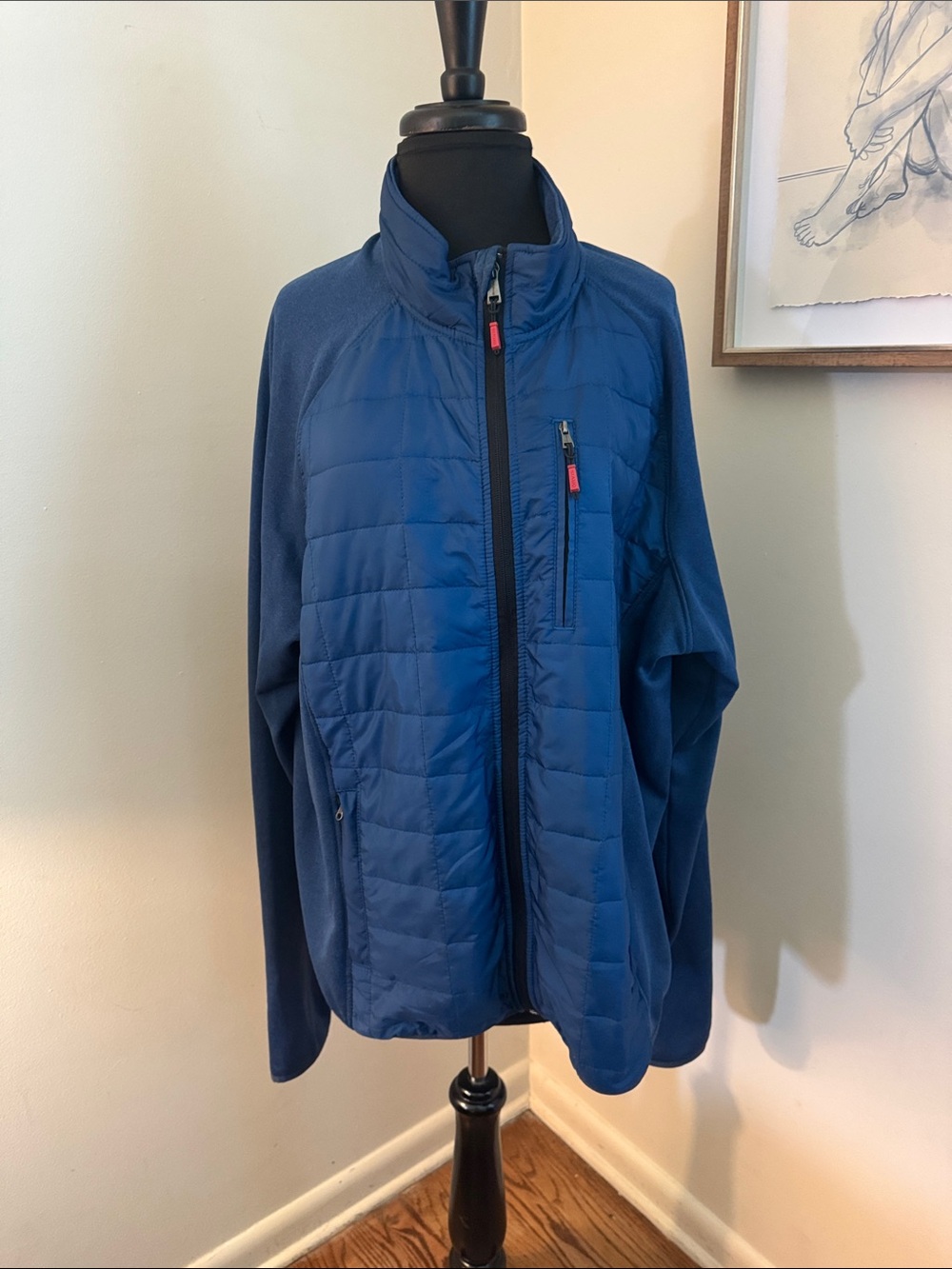 Orvis | Men's Navy Mixed-media Quilted Hybrid Jacket-Size XL